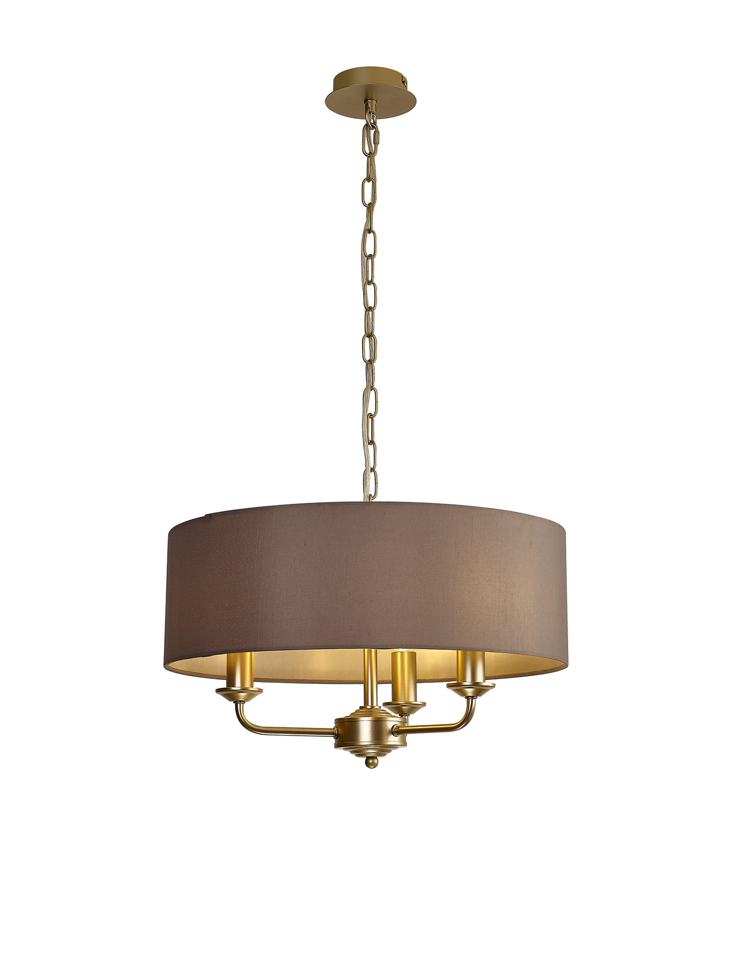 DK0944  Banyan 45cm 3 Light Pendant Champagne Gold, Grey